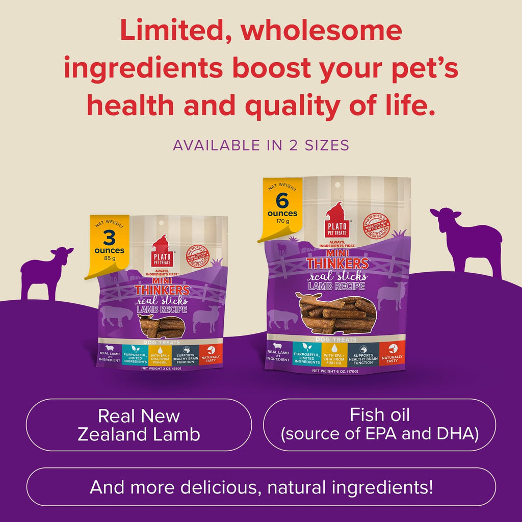Plato Meat Sticks Salmon Dog Treats, Air-Dried High-Protein Soft Chews with Omega Fish Oil (EPA & DHA), 10 oz