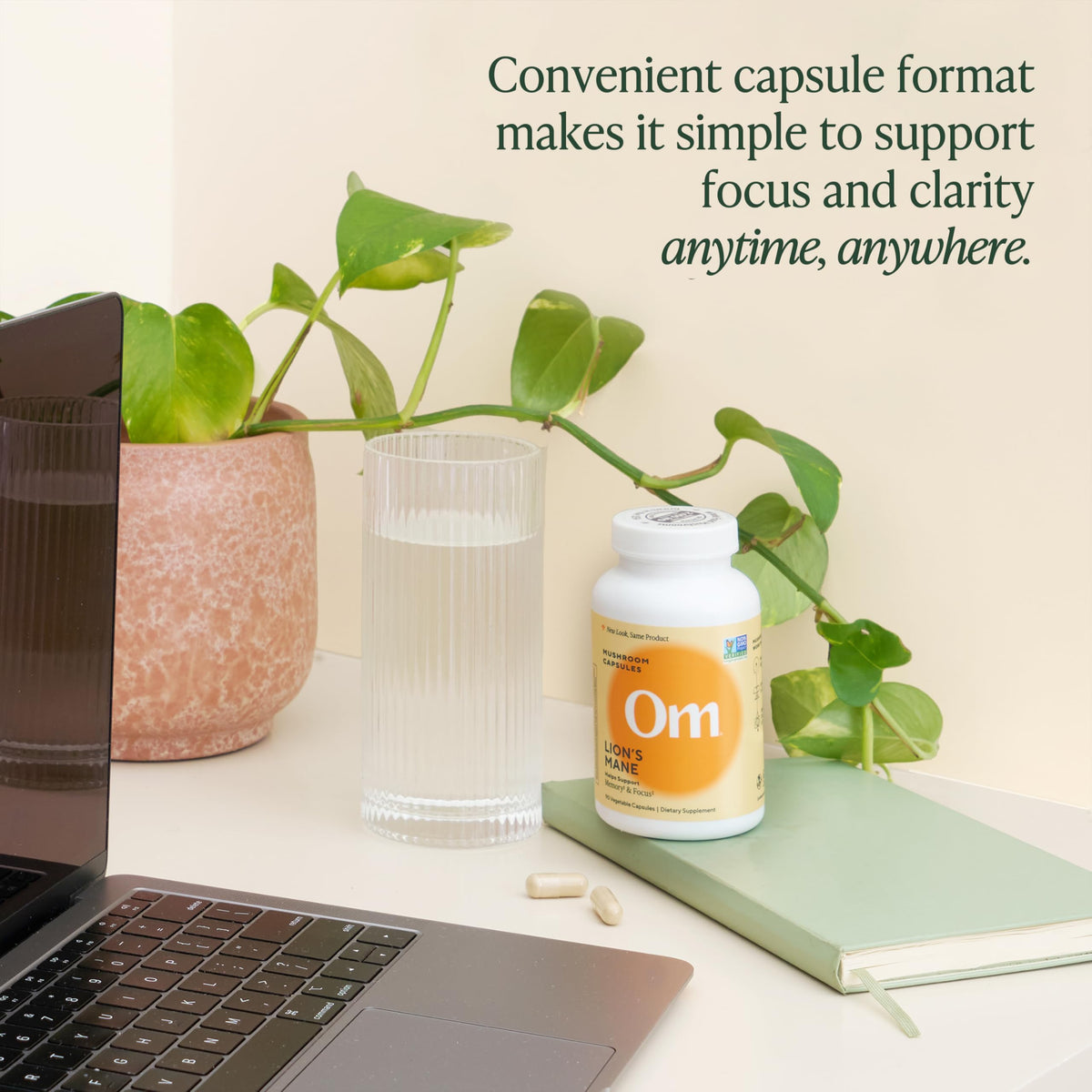 Om Lion’s Mane Mushroom Capsules - Organic Mushroom Supplement and Nootropic - Brain Supplements for Memory and Focus, 180 Count (60 Servings)