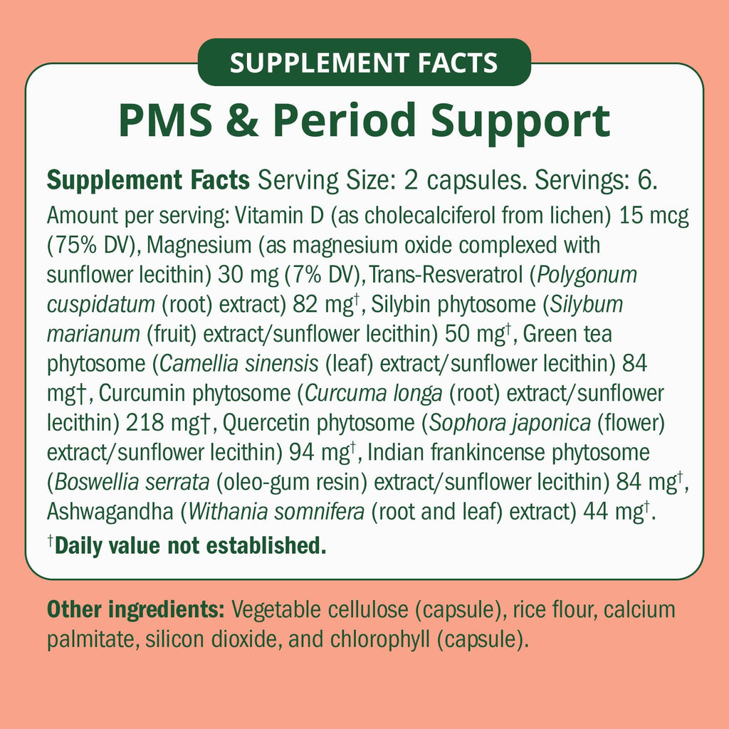 Semaine PMS Relief for Women, Period Cramp Relief, Period Cramps, Menstrual Cramps, PMS Support Supplement for Women, Bloating and Mood, Boswellia and Curcumin, 40 Capsules