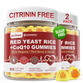 Red Yeast Rice Gummies 2400MG with CoQ10, Suagr Free Balanced Chṏlesterṏl Supplements Plus Citrus Bergamot, Plant Sterols & Stanols Supports Vḁsculḁr Health, Energy, Immunity for Age 50+,Vegan,60 Cts