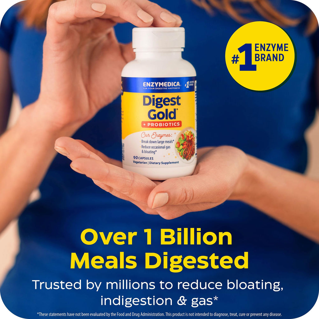 Enzymedica Digest Gold + Probiotics - Digestive Enzyme Supplement for Women & Men, Enzyme and Probiotic Capsules for Digestion, Gut Health Support, Helps Gas & Bloating, Vegetarian - 45 Caps