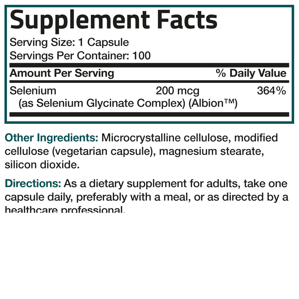 Bronson Selenium 200 mcg Albion Chelated Amino Acid Complex, 250 Capsules | Yeast-Free Essential Trace Mineral, Immune, Prostate & Metabolism Support, Vegetarian, Non-GMO, Gluten-Free & Soy-Free