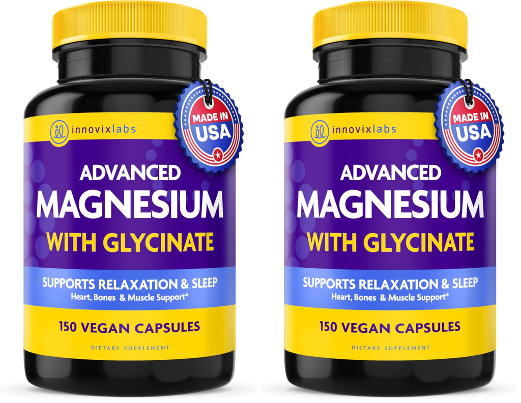 InnovixLabs Advanced Magnesium Capsules - 150 Ct, 210 mg - Chelated Glycinate and Malate - High Absorption, Promotes Relaxation, Bones, Muscle Health, Vegan Malate Sleep Supplement