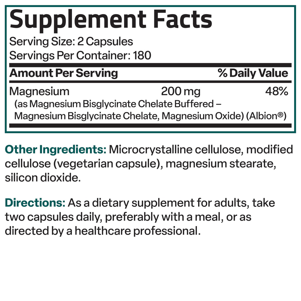 Bronson Magnesium Glycinate 200 MG Chelated High Absorption, 60 Capsules | Stress Relief, Sleep, Heart Health, Nerves, Muscles, and Metabolism Support, Vegetarian, Non-GMO, Gluten Free, Soy Free