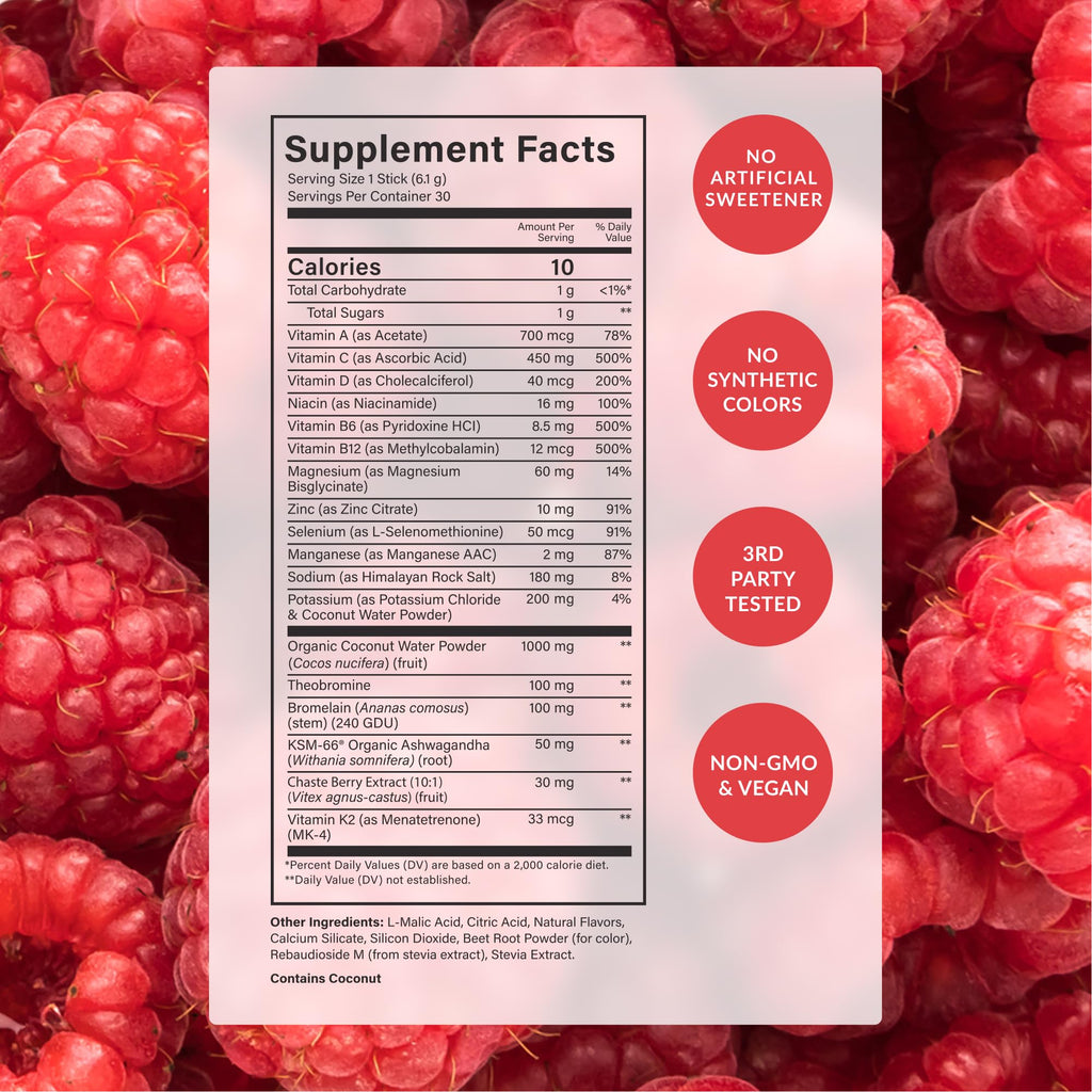 BEAM Glow Hormone Support & Cortisol Supplement for Women - Daily Vitamins for Women with Ashwagandha, Selenium, Zinc, Vitamin A, Biotin for Cycle Health, Mood & Energy, Strawberry Kiwi, 15 Servings