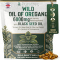Wild Oil of Oregano with Black Seed Oil 300 Softgels, Oregano Oil Supplement with Turmeric, Ginger, Olive Leaf, MCT Oil & Black Pepper Extract, Vegan Non GMO, Made in UK