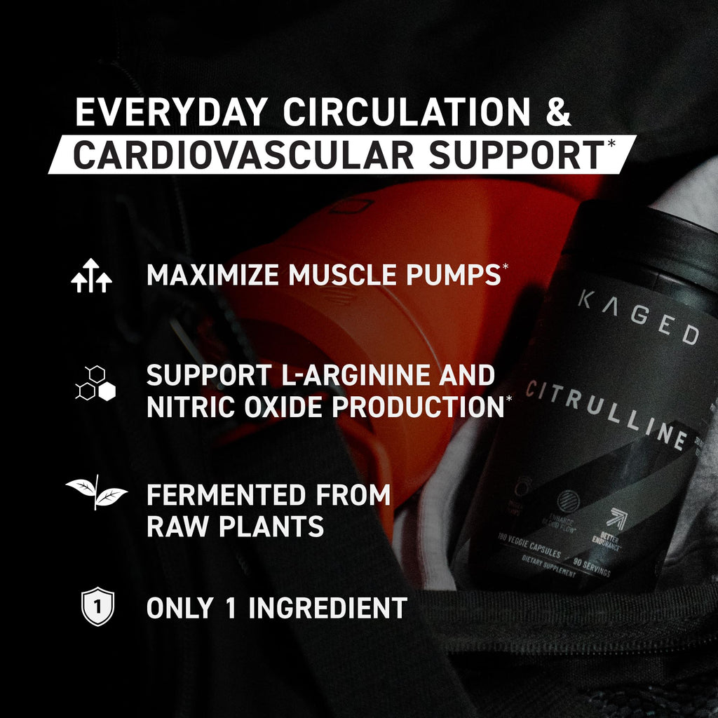 Kaged L-Citrulline Powder | Nitric Oxide Booster | Enhanced Pumps | Improve Muscle Vascularity | Supplements for Men & Women | Unflavored | 100 Servings
