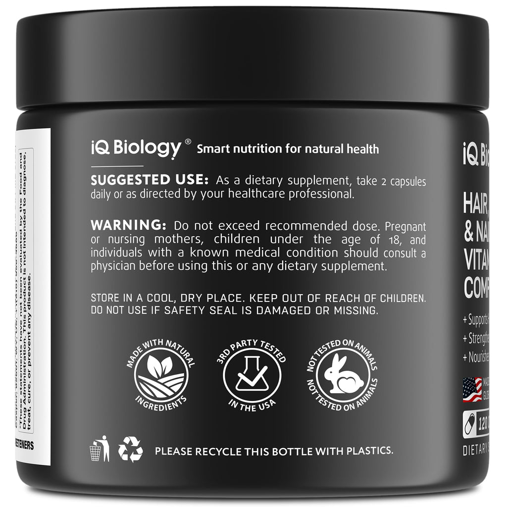 Biotin 10,000 mcg Supplement - Hair Growth Support for Women & Men - 60 pcs | Hair Skin and Nail Vitamins with Keratin, Collagen, Hyaluronic Acid & Vitamin B Complex - 30,000 mcg Hair Vitamins Complex