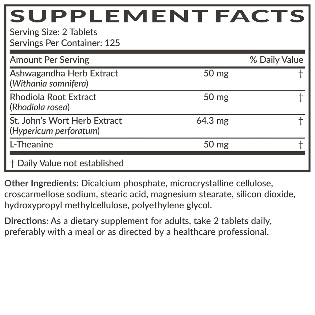 Futurebiotics Chill Pill + Ashwagandha, Rhodiola, St. John’s Wort, & L-Theanine - Non-GMO, 120 Vegetarian Tablets
