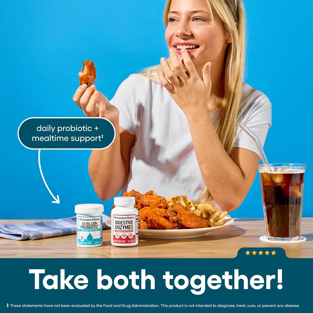 Physician's CHOICE - Optimal Gut Health Bundle: 60 Billion Probiotics + Digestive Enzymes for Digestive Comfort and Immune Support