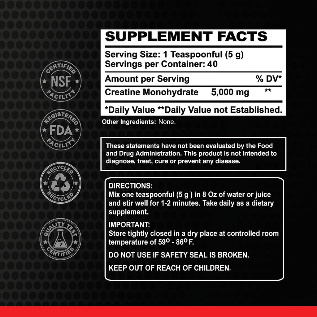 Alfa Sports Creatine Powder Formula – Unflavored, Pure Creatine Supplement for Active Lifestyles, 200g Jar