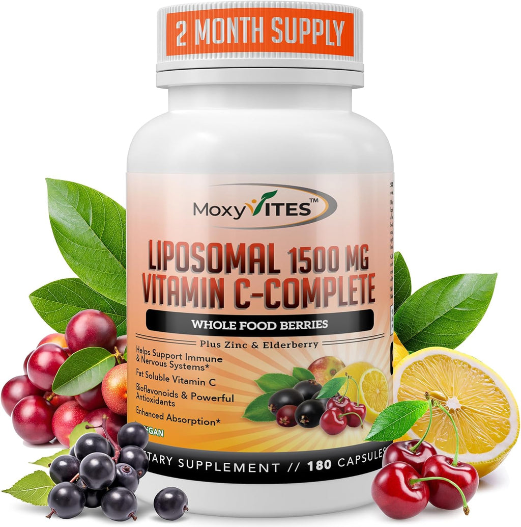 MoxyVites Liposomal Vitamin C with Organic Berries + Vitamin D3 K2 with Omega-7 Sea Buckthorn Oil – Immune Support, Antioxidant Protection, Bone & Heart Wellness – Premium Daily Wellness Pack