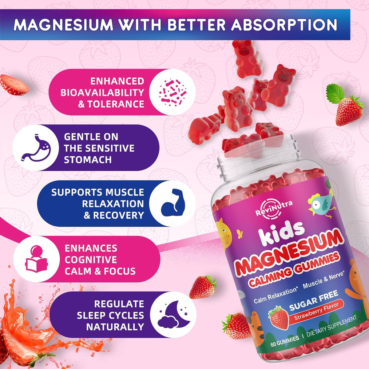 Magnesium Complex for Kids Adults - Magnesium Supplements Gummies Sugar Free