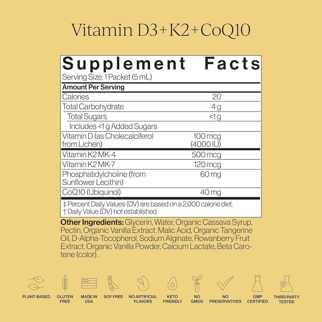 CYMBIOTIKA Liposomal Vitamin D3 K2 + CoQ10 for Bone & Heart