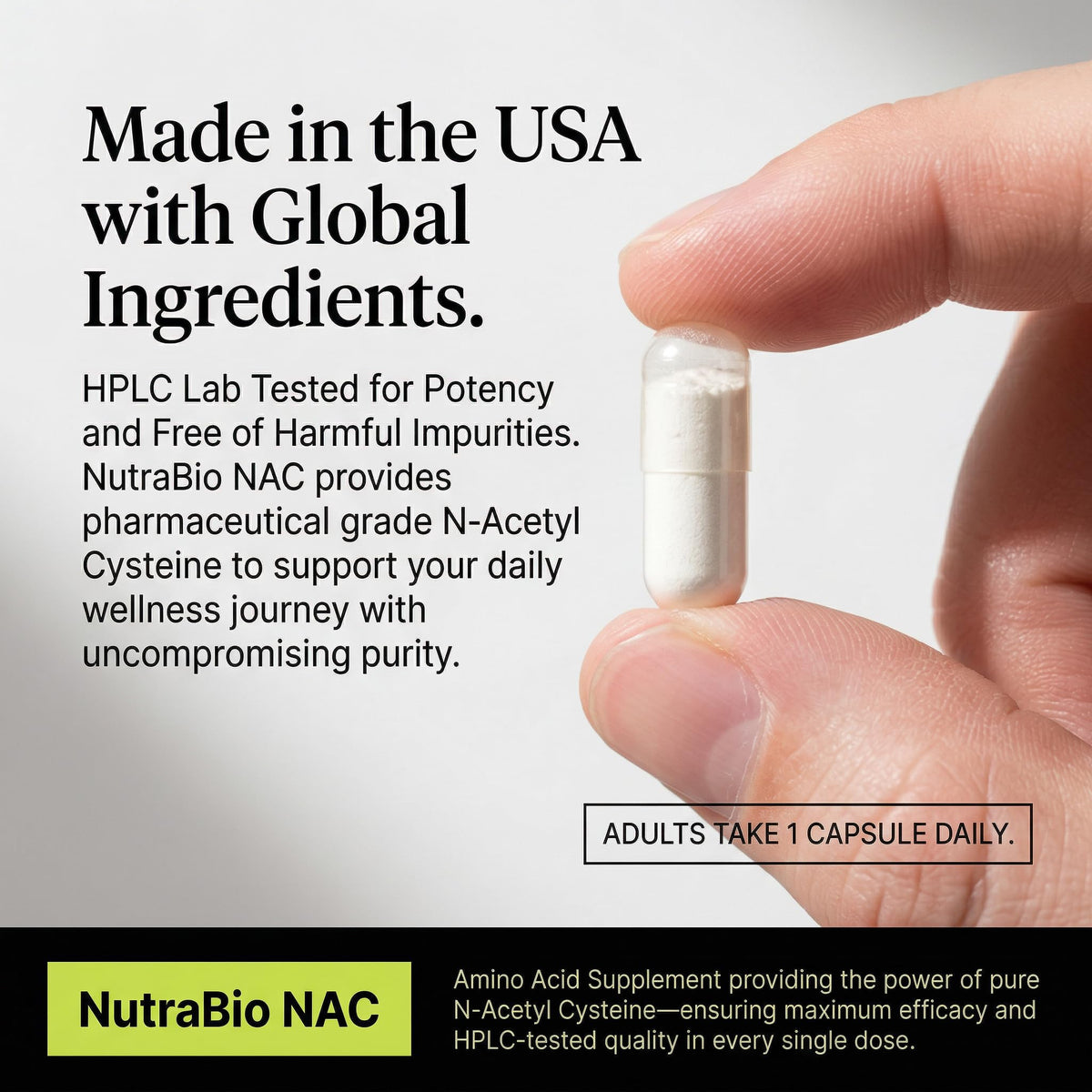 NutraBio N-Acetyl Cysteine Supplement (NAC) - 90 Capsules, 600mg Each - Powerful Anti-Oxidant - Immune Support - Boost Glutathione