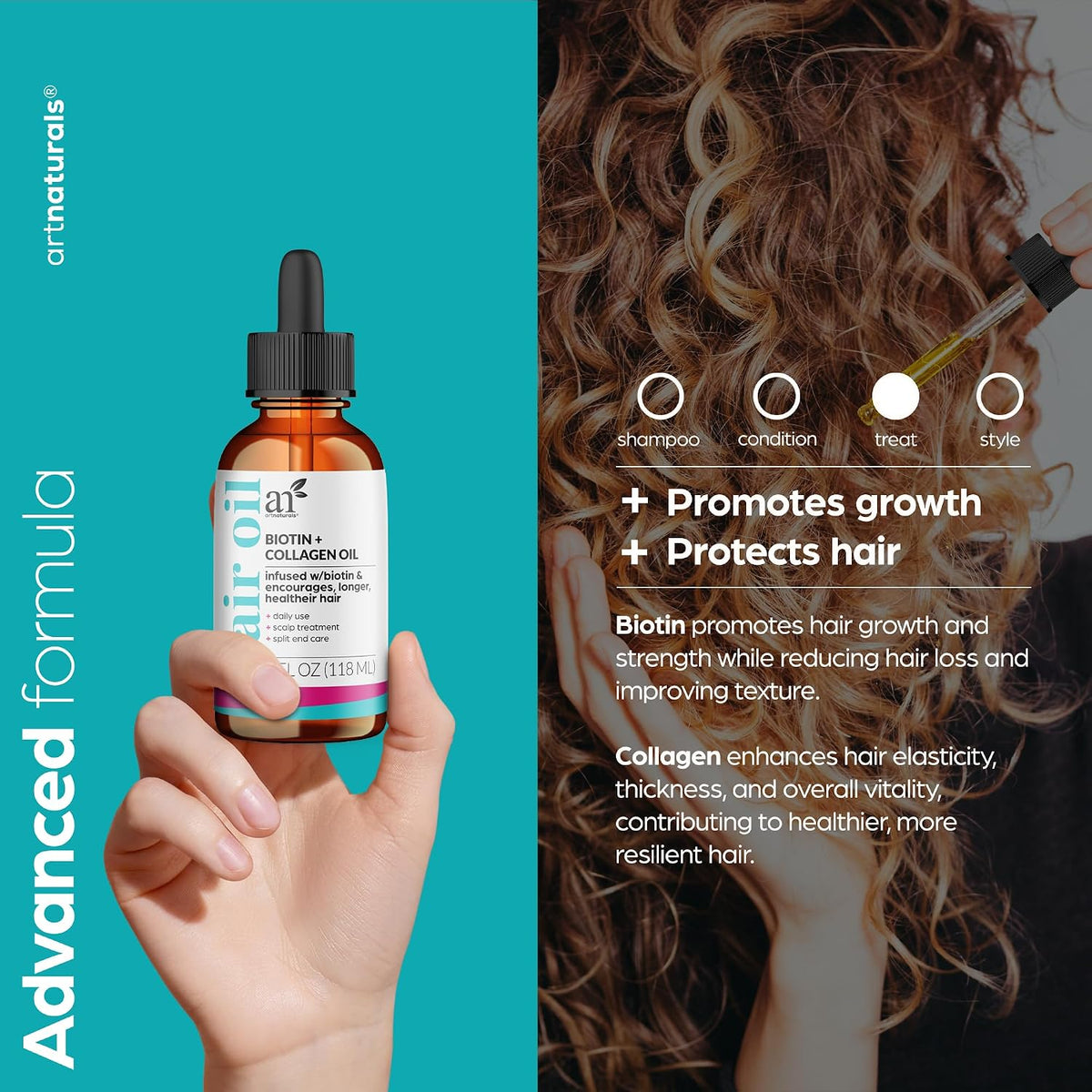 ArtNaturals Biotin & Collagen Hair Oil, 4 oz