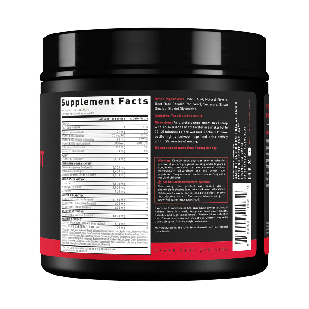Kaged Original Pre Workout Powder | Fruit Punch | Pre-Workout with Creatine, Beta Alanine, L-Citrulline, BCAAs | 274 mg Caffeine | Pre Supplements for Men & Women | 20 Servings