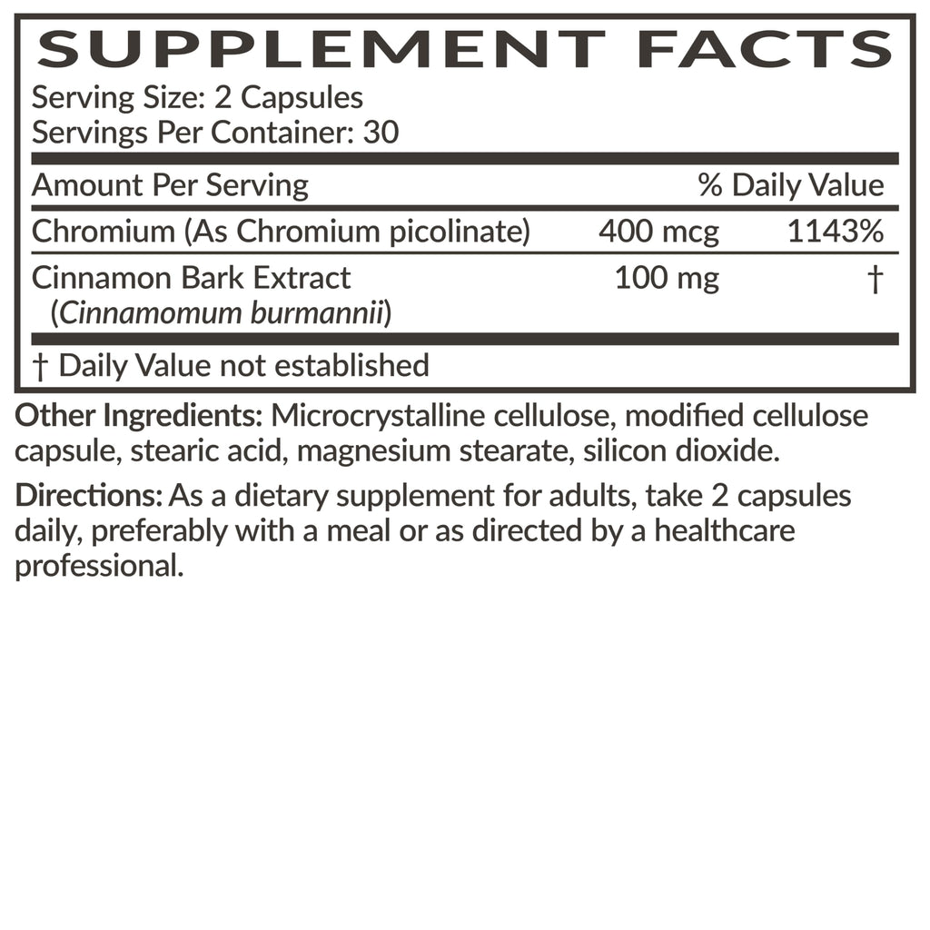 Futurebiotics Cinnamon Plus Chromium Picolinate Supplement, High Potency Chromium, Non-GMO, 120 Vegetarian Capsules