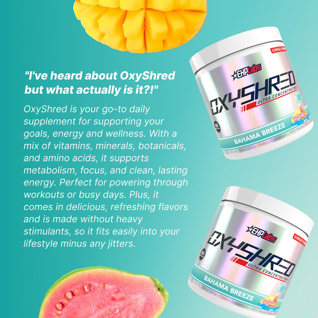 EHP Labs OxyShred Pre Workout Powder - Preworkout Powder with L Glutamine & Acetyl L Carnitine, Energy Boost Drink - Cosmic Blast, 60 Servings