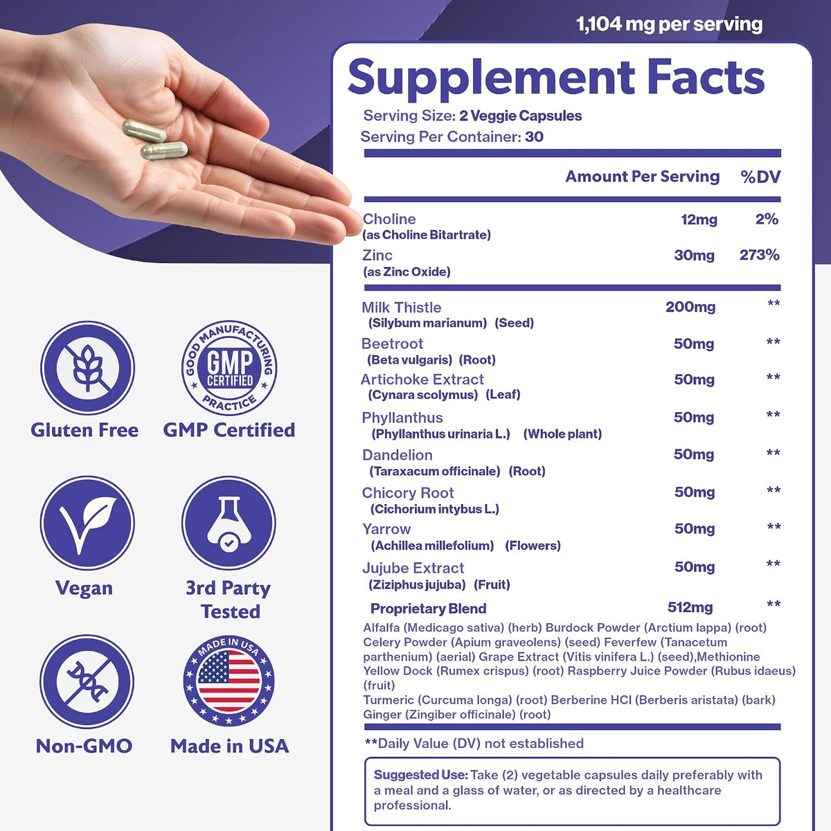 Happee Liver Cleanse Detox & Repair Supplement with Milk Thistle Extract - Flush Toxins & Renew Health - Vegan, Made in USA, 60 Capsules