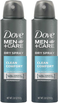 Dove Men + Care Dry Spray antitranspirante, Clean Comfort 3,8 oz (2 Pack)