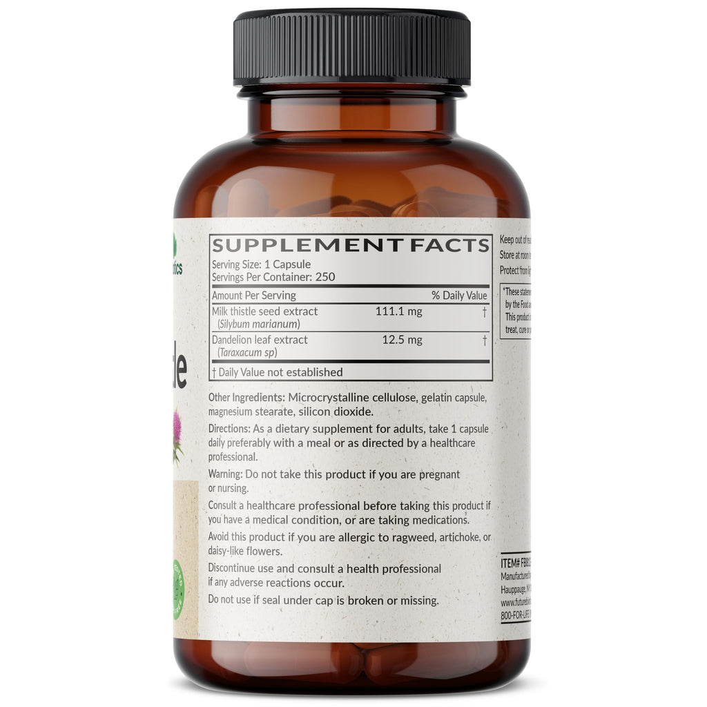 Futurebiotics Milk Thistle Silymarin Marianum & Dandelion Extract Liver Health Support, Antioxidant Support, Detox, 300 Capsules