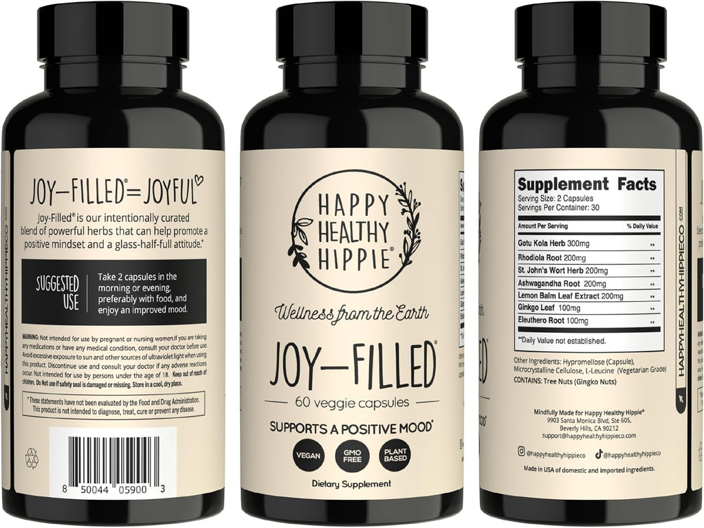 Joy-Filled Mood Support Supplement + St. John's Wort, Plant-Based, 120 Ct