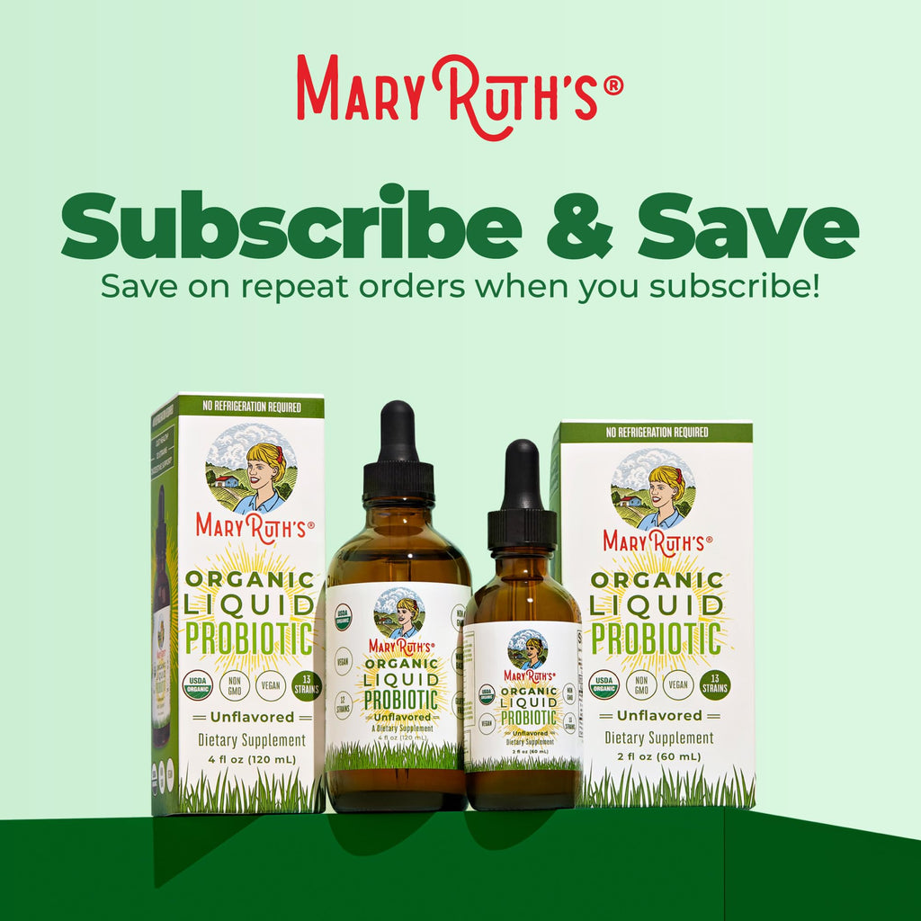 MARYRUTH'S Organics Liquid Probiotic for Ages 4+ | 2 Billion CFU | 13 Probiotic Strains | Gut Health & Digestive Support | Gas & Bloating Support | Vegan | Gluten Free | Travel-Friendly | 40 Servings