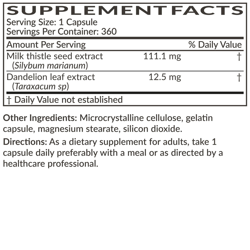 Futurebiotics Milk Thistle Silymarin Marianum & Dandelion Extract Liver Health Support, Antioxidant Support, Detox, 300 Capsules
