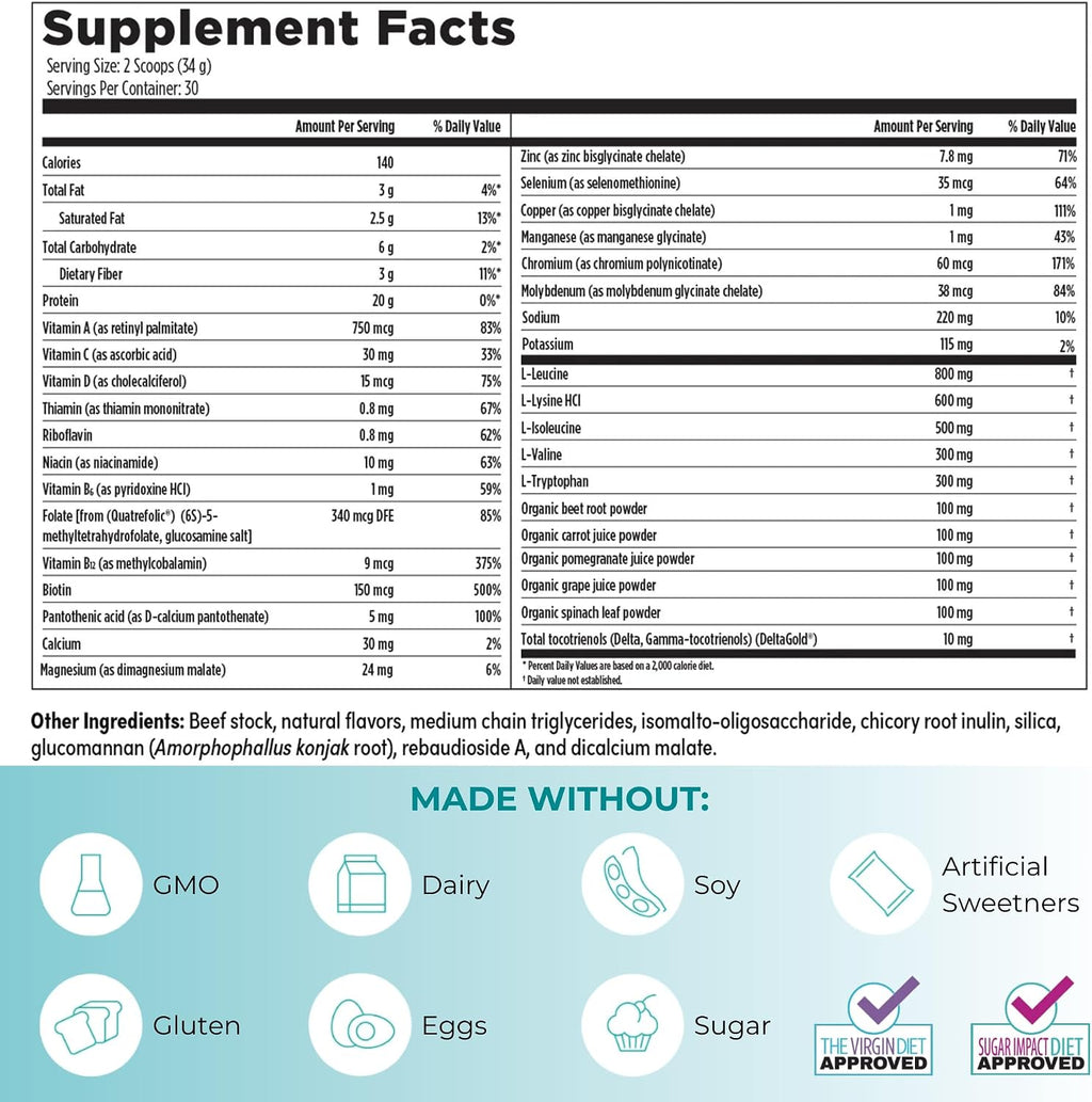 Reignite Wellness by JJ Virgin Vanilla Paleo-Inspired All-in-One Shake and Extra Fiber Powder Supplement