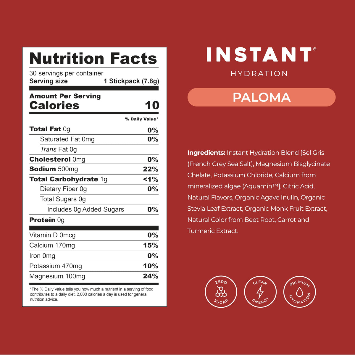 Instant Hydration Electrolytes Powder Packets - Watermelon Electrolyte Drink Mix - Zero Sugar - Keto, Vegan, Gluten-Free, Non-GMO - Boost Recovery, Brain Health, Muscle & Tissue Support- 30 Sticks