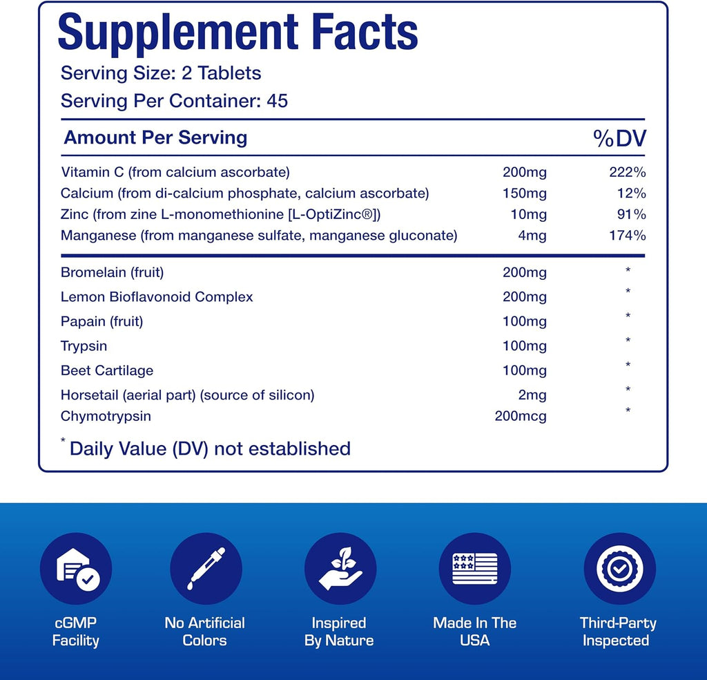 Cartilage Ligament and Tendon Supplement - Clinical Restorative Joint Support Formula with Bovine Cartilage Minerals and Proteolytic Enzymes for Enhanced Comfort Mobility Zymain 90 Support