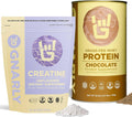 Gnarly Nutrition Creatine Powder, Unflavored (16.05oz) and Gnarly Whey Grass-Fed Protein Supplement, Chocolate (32.0oz)