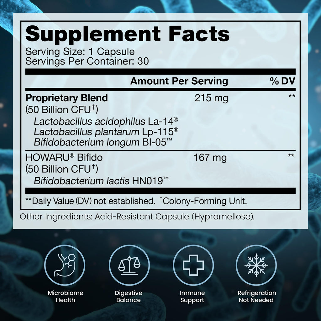 Pure Therapro Rx Power Probiotic 100B | 30 Acid Resistant Capsules - 1 Month Supply | 4 Proven Strains 100 Billion CFU | Flora Balance & Digestion | NO Refrigeration Required | Non-GMO | Zero Fillers