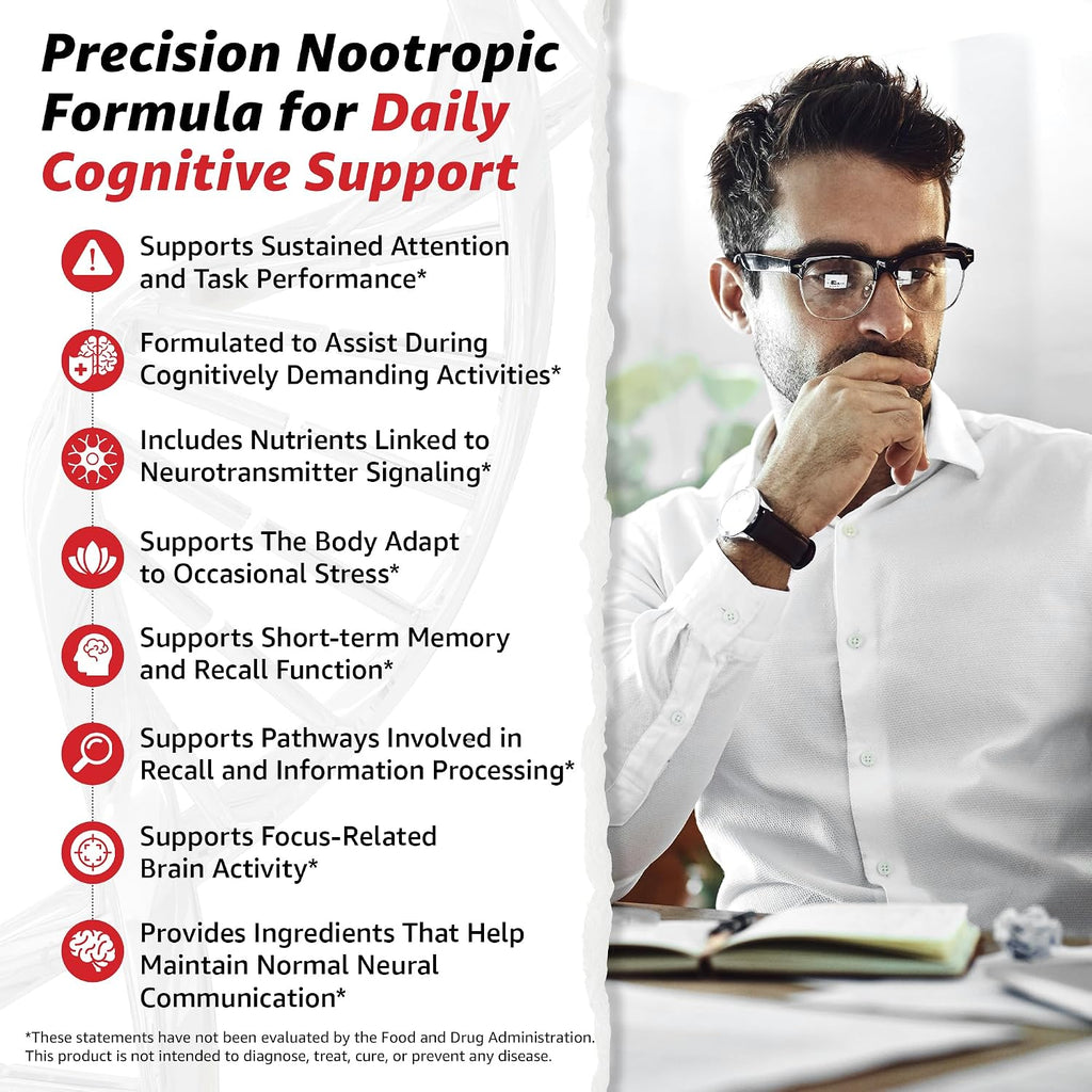 10X Health Focus Supplement - 60 Capsules | Brain Supplements for Memory and Focus: Rhodiola Rosea & Huperzine A, Memory Support, 60 Capsules, Non-GMO