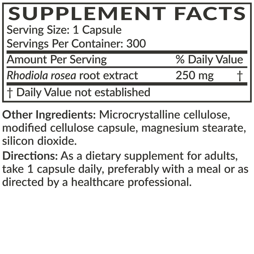 Futurebiotics Rhodiola Rosea Powder Adaptogenic Herb Vegetarian Capsules, 60 Count