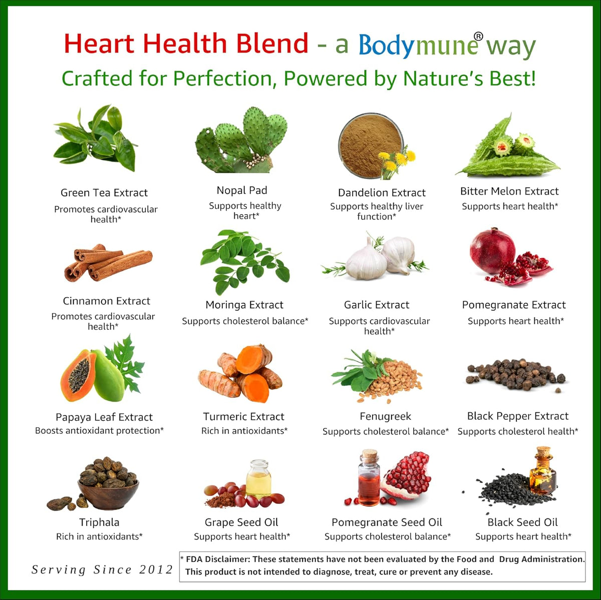 Bodymune Heart Health Blend Cholesterol Support – Organic Cardiovascular & Circulation Supplement – with Green Tea, Pomegranate & Black Seed Oil – 30Capsules – USDA Organic, Vegan