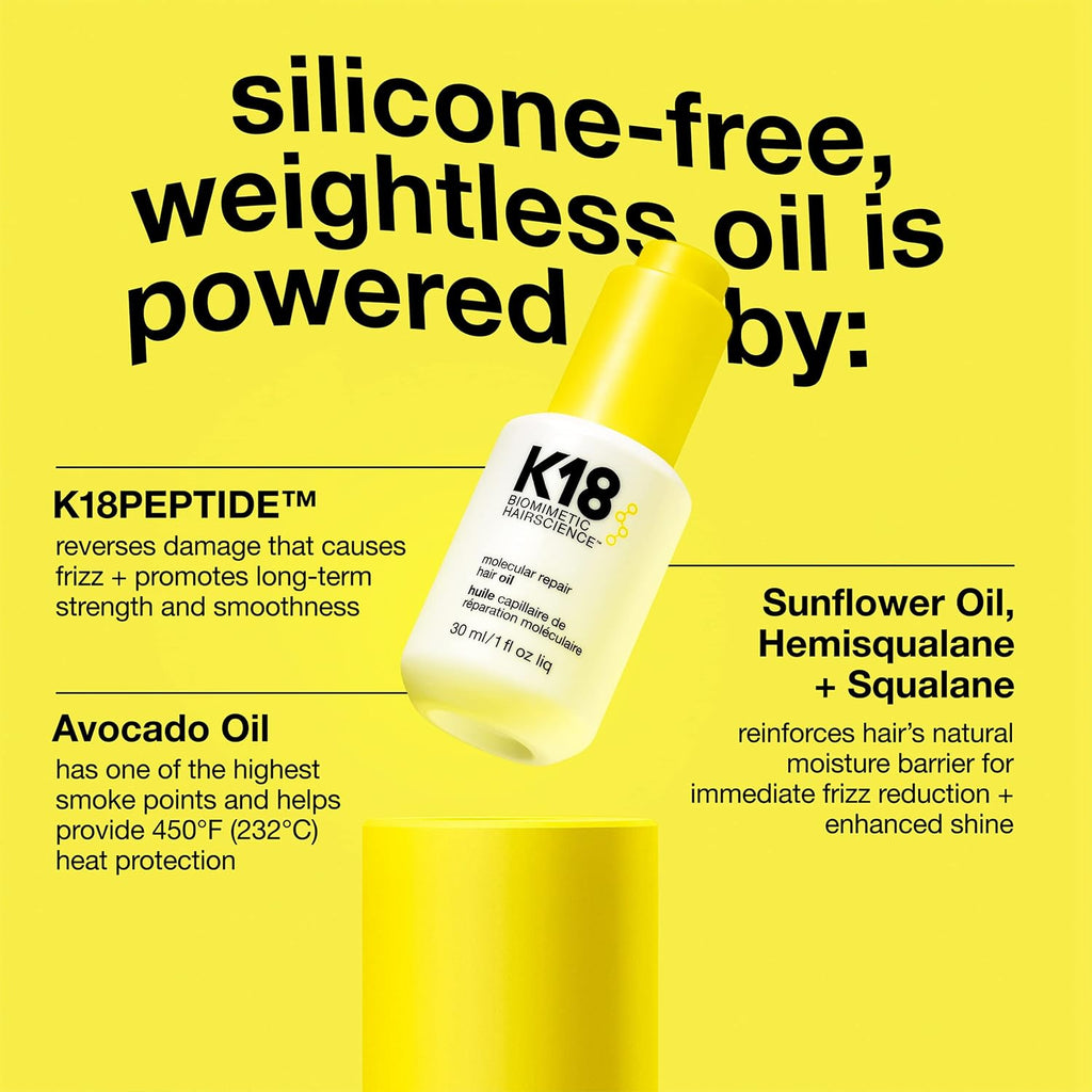K18 Repair Bundle - Leave-In Repair Hair Mask, 4-Minute Speed Treatment(15ml), and Weightless Hair Strengthening Oil (30ml)