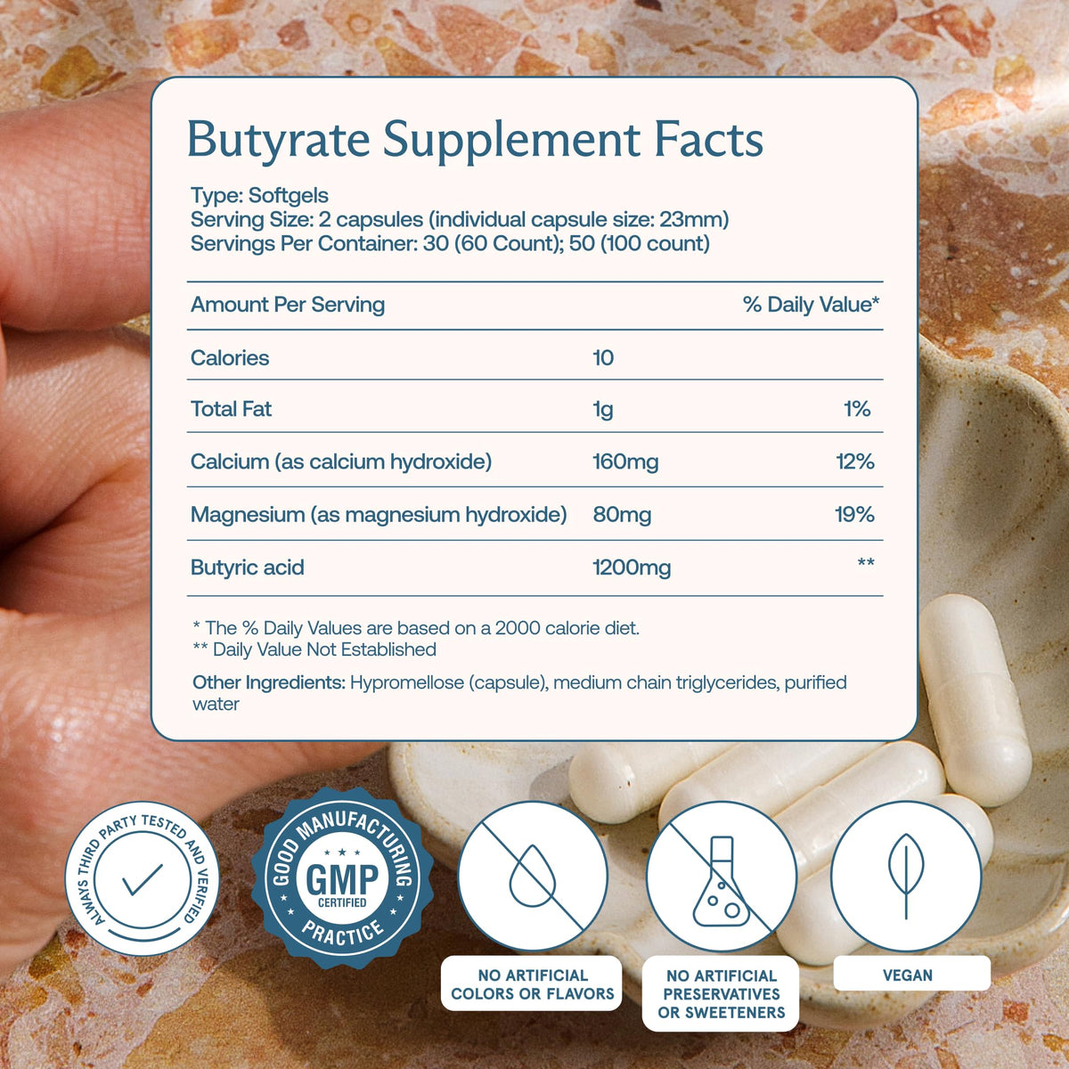 BodyBio Butyrate Calcium Magnesium - Postbiotic for Gut & Digestive Support | Gut Health, Digestive Support, Bloating, Gas & Constipation Relief, Leaky Gut Repair