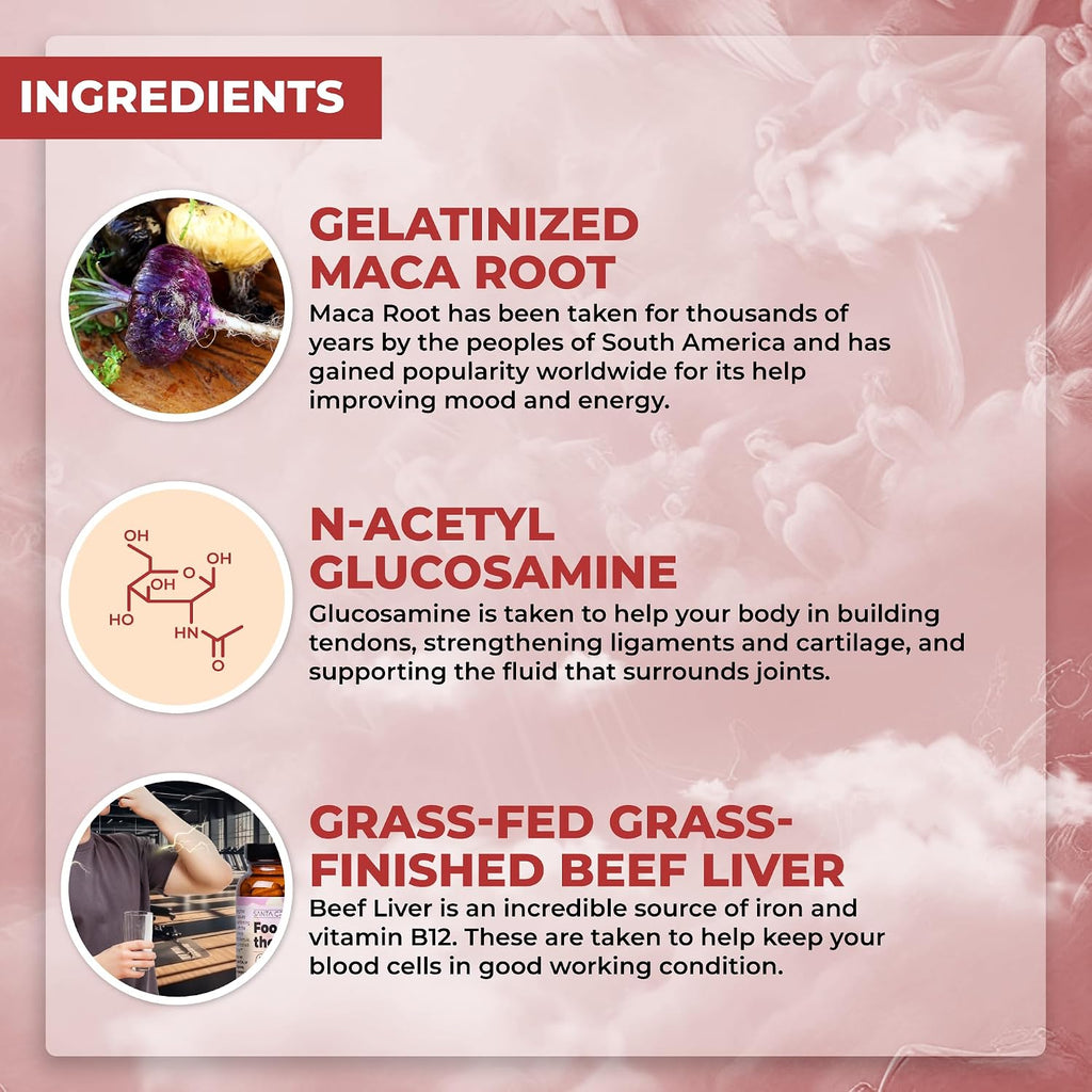 Santa Cruz Paleo, Food of the Gods Grass Fed Beef Organ Supplement for Men and Women, with Collagen, Maca Root, Colostrum, Bone Broth, Iron, Vitamin B12, Gluten Free, Keto Friendly, 30 Servings