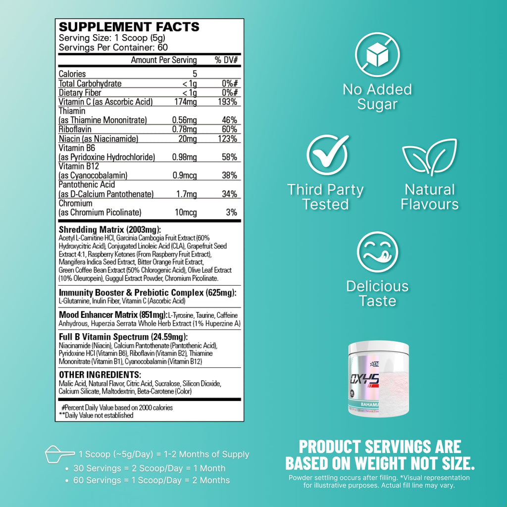 EHP Labs OxyShred Pre Workout Powder - Preworkout Powder with L Glutamine & Acetyl L Carnitine, Energy Boost Drink - Cosmic Blast, 60 Servings