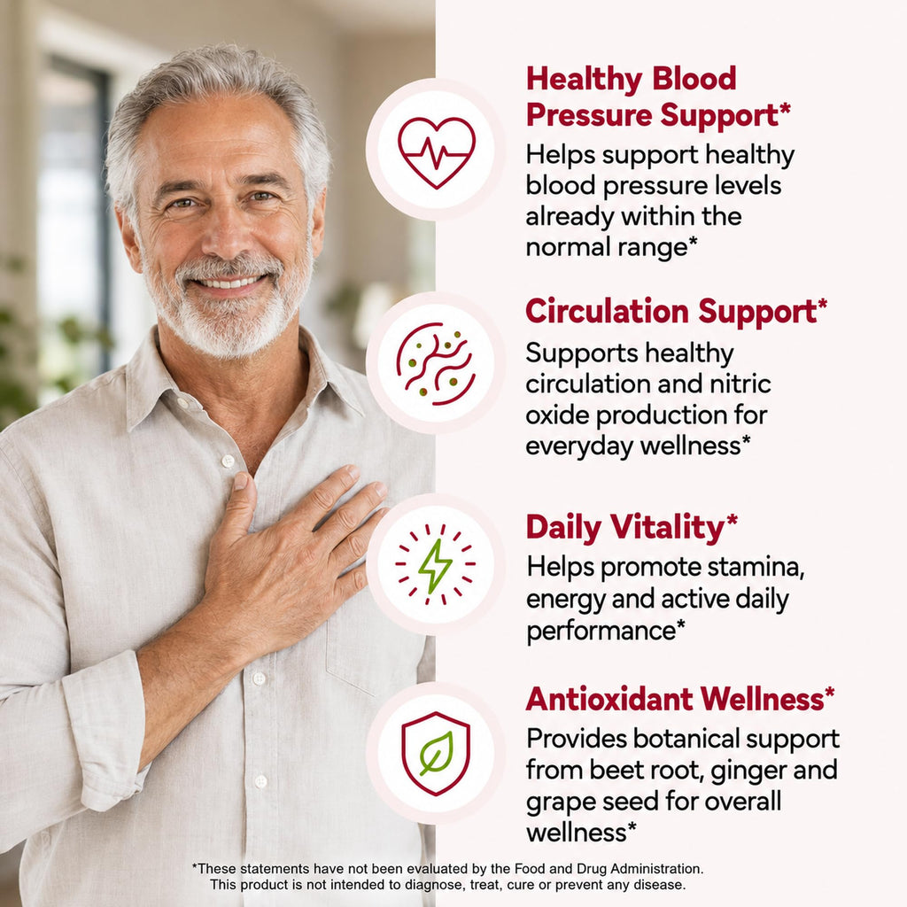 ForestLeaf USDA Organic Beet Root Capsules - Beetroot Supplement 1000mg 20:1 Extract w/Ginger Grape Seed - Support Blood Pressure, Nitric Oxide, Flow, Circulation - Made in USA - 120 Caps