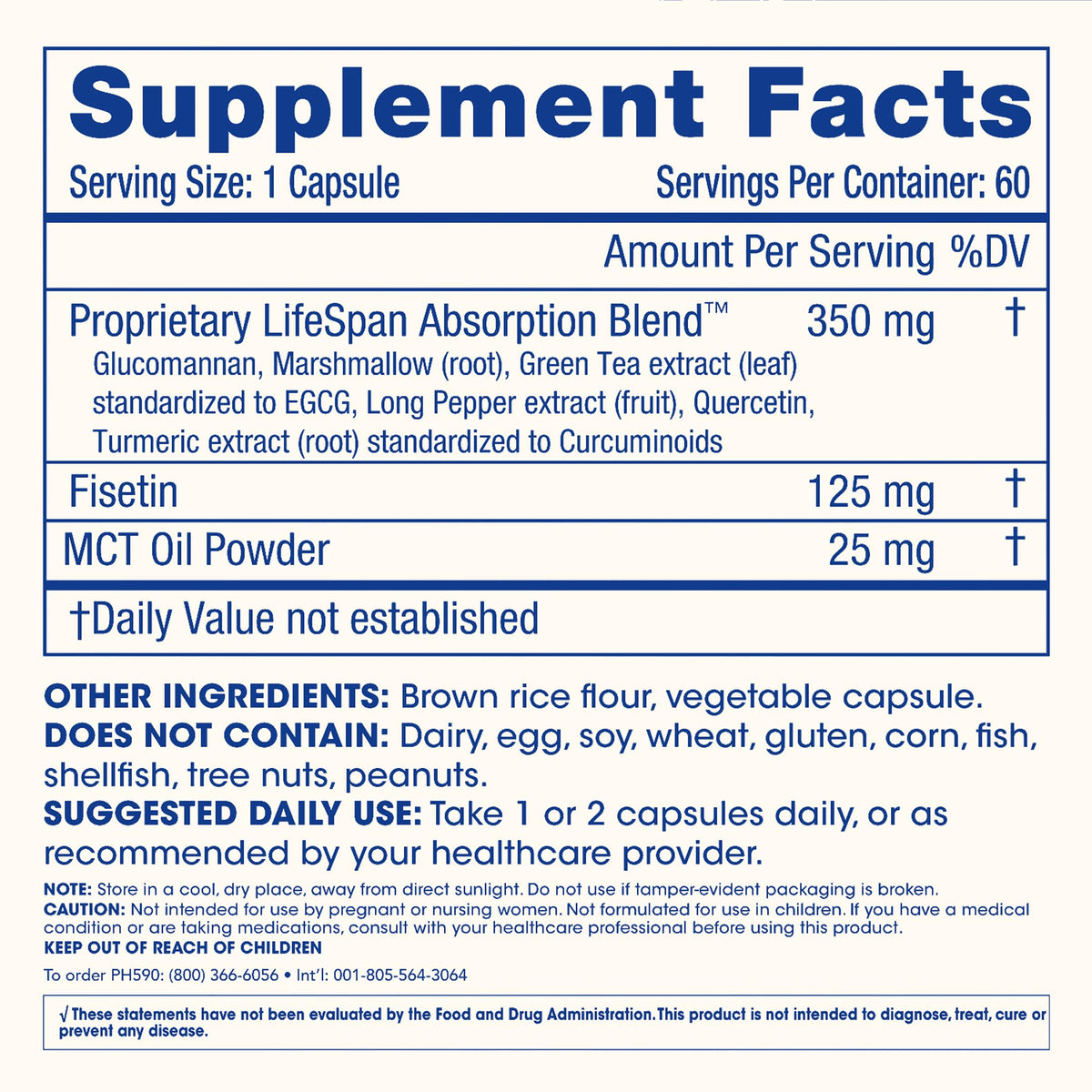 ProHealth Fisetin Supplements-15X Better Absorption from Polyphenol Blend + MCT Oil. 3rd Party Tested Pure. USA Manufactured. Powerful Antioxidant + Senolytic. Fisetin Supplement 125mg X 60 Servings