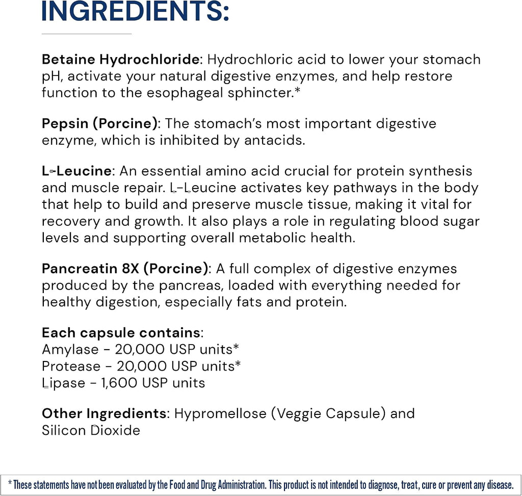 BodyHealth Digestive Enzymes Full Spectrum Digestive Support (180 caps), Betaine, Pepsin, Pancreatin BPP Loaded with Enzymes and Probiotics, Relief for Stomach Bloating, Heartburn, Gas, Constipation