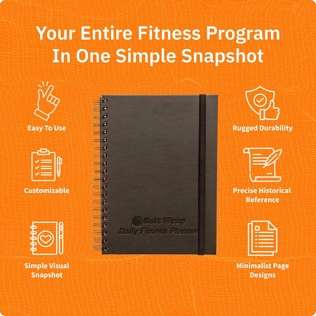 Daily Fitness Journal, Workout Planner & Food Log Book 7x10 Inches | Premium Faux Leather Cover, Weekly Check-Ins for Energy, Joint Health and Mindset Alongside Training and Nutrition Goals