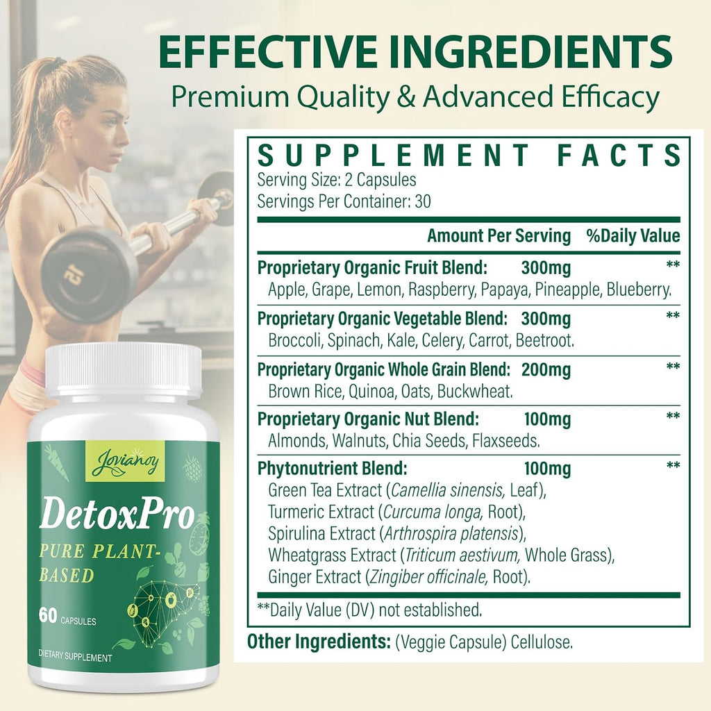 1000 MG Detox & Cleanse Capsules, 26-in-1 Plant-Based Formula for Detoxification, Detox Supplement for Women & Men, Natural Trace Binder, Liver, Antioxidant & Digestive Function, Vegan, 120 Counts