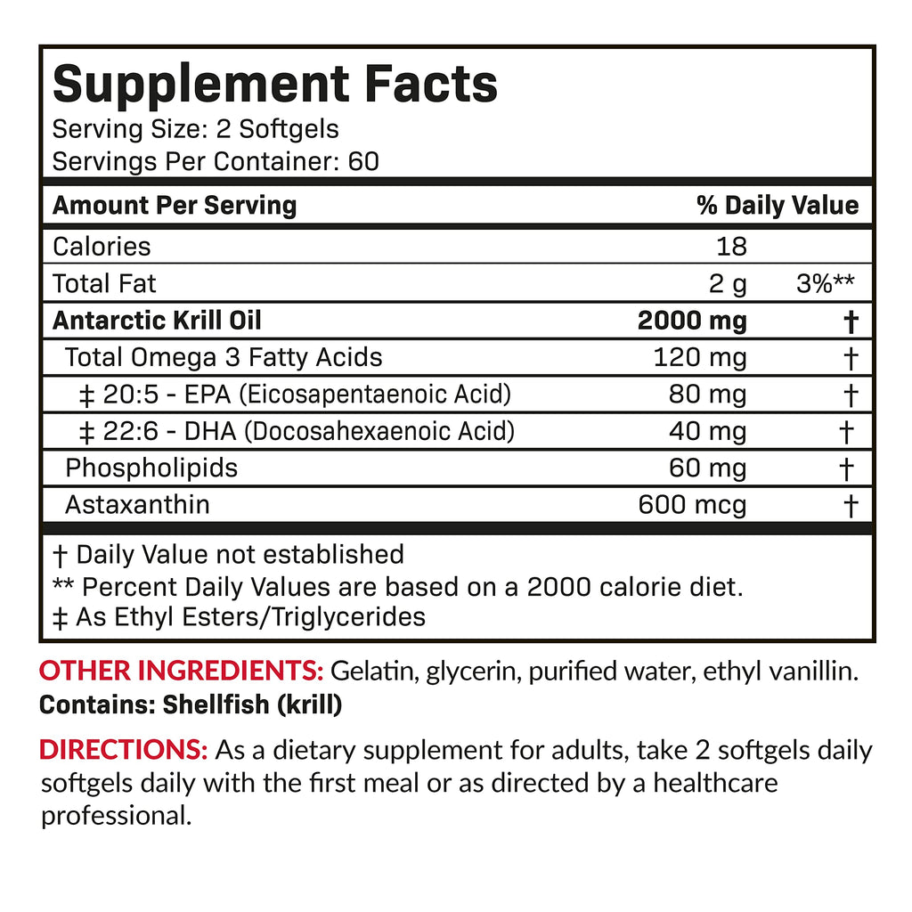 Futurebiotics Antarctic Krill Oil 2000mg with Astaxanthin, Omega-3s EPA, DHA and Phospholipids - 100% Pure Premium Krill Oil Heavy Metal Tested, Non GMO – 120 Softgels