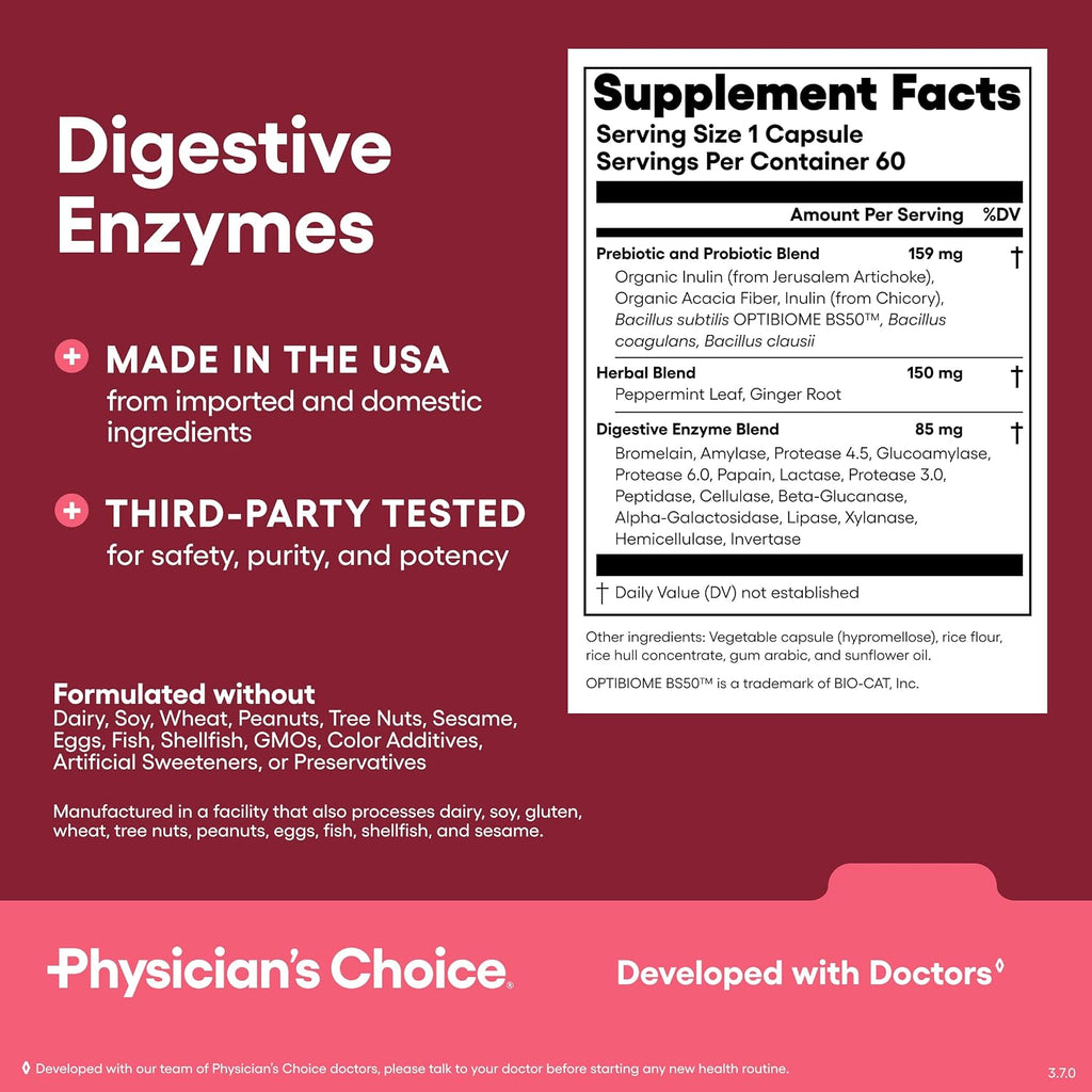 Physician's CHOICE Daily Gut Essentials Bundle: Easy Mix Fiber, Digestive Enzymes & 60 Billion Probiotic