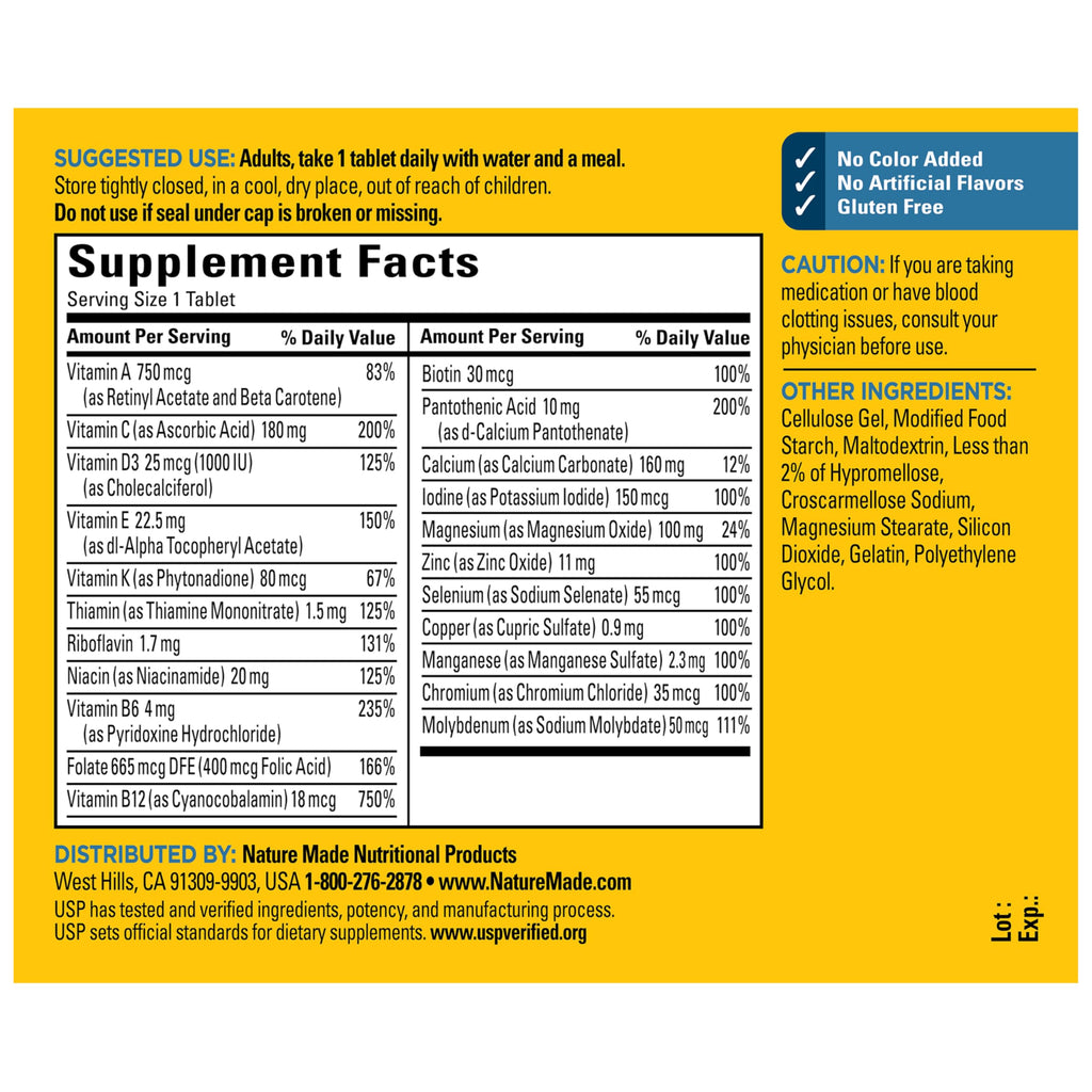 Nature Made Multivitamin for Him, Mens Multivitamins with No Iron, Daily Nutritional Support, Nature Made Multi Mens Vitamins & Minerals, 300 Tablets, 300 Day Supply