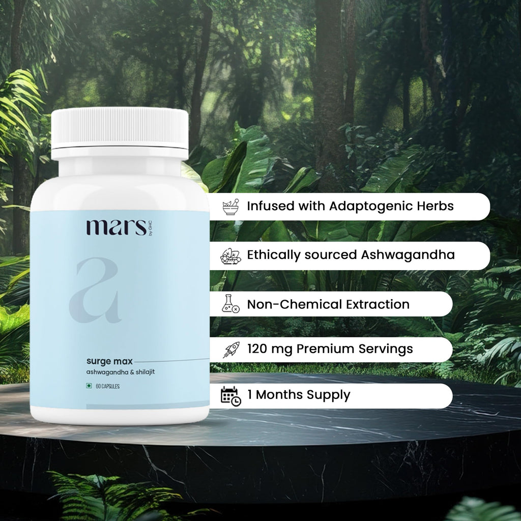 mars by GHC Growth Max Combo | Nitric Oxide Capsules + SurgeMax Capsules | Performance & Vitality Support | 120 Capsules | Pack of 1